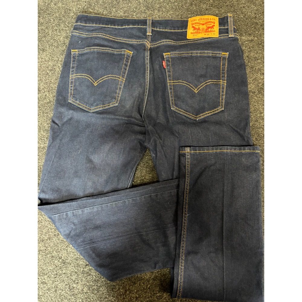 Levis 514 Straight Fit Jeans Mens W36 L32 Dark Wash Indigo Denim 00514-0196